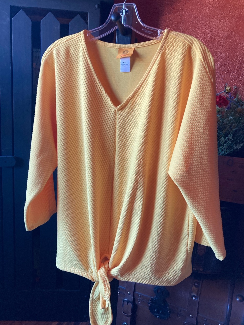 Ruby Rd. PXL bright yellow tie front dolman sleeve top
